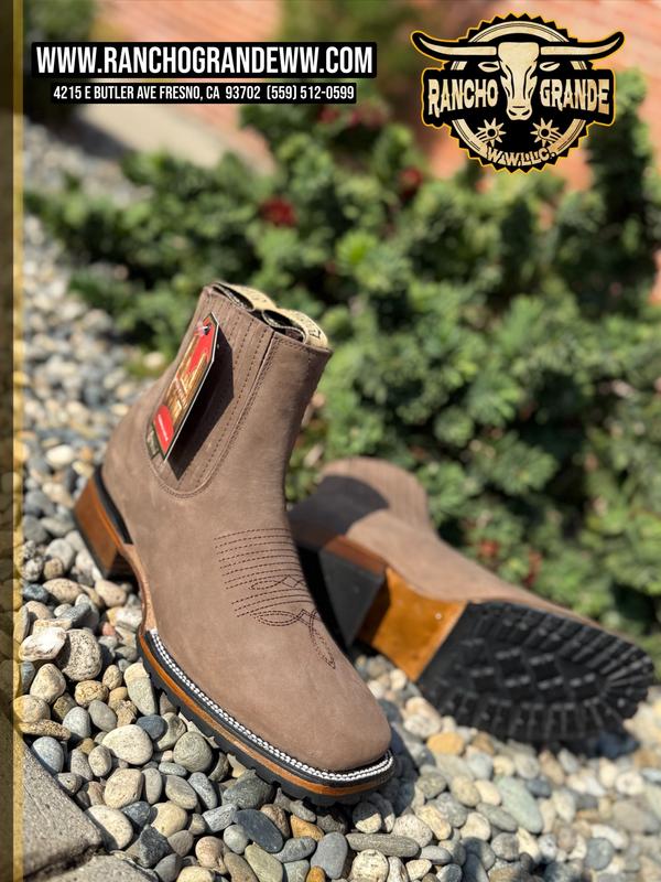 911 Nobuck Camel Leather Square Toe Chelsea Boots Ankle Casual Botin / Botas / boots S/Tractor