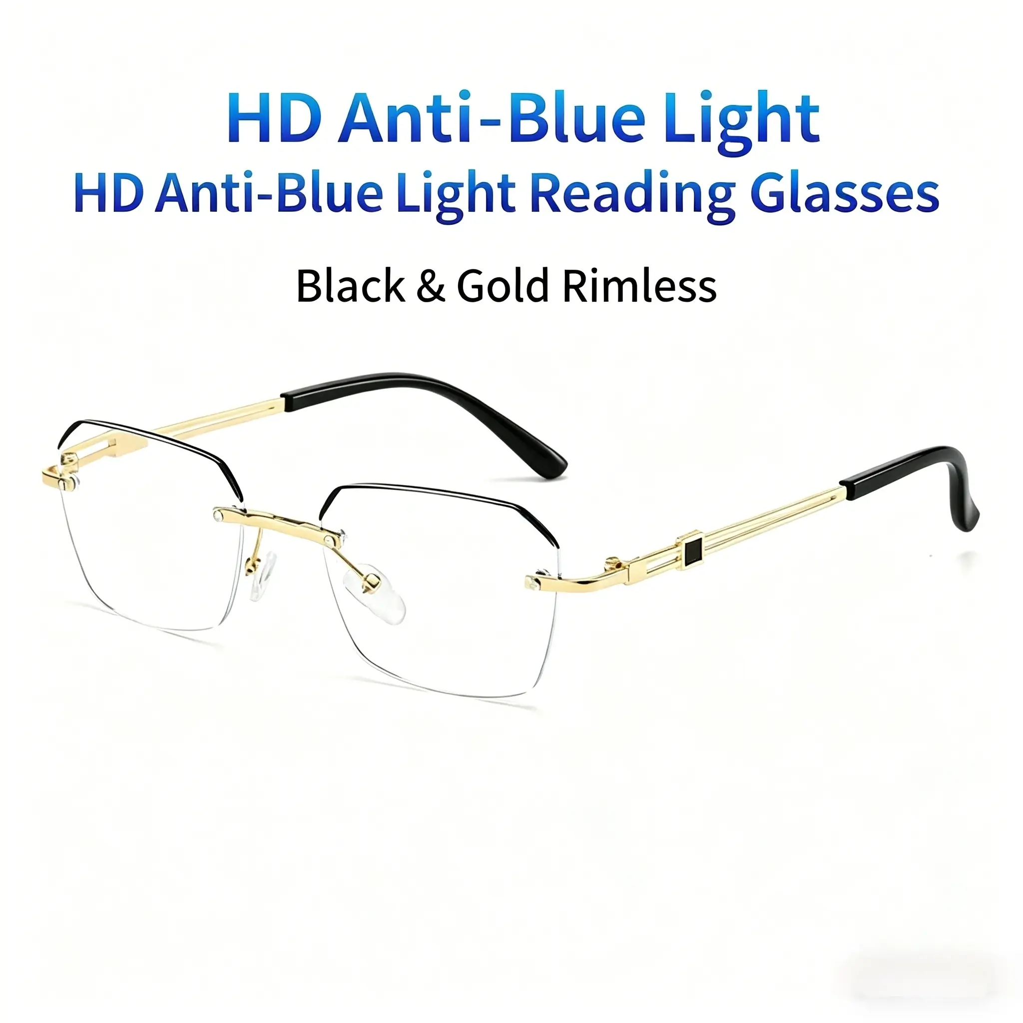 The Modern Minimalist Frameless Blue Blocking Reading Glasses, Ultra-Light Metal Build, Blue Light Defense for Focused Work, Gaming & Everyday Wear Comfortable fit and super clear lenses