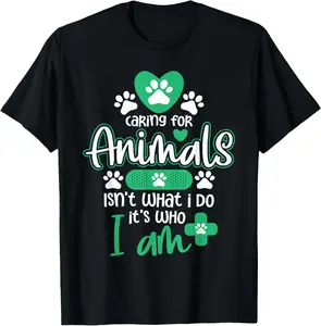 Casual Cotton shortsleeve tees Caring For Animals Is Who I Am - Veterinarian Vet Tech T-Shirt