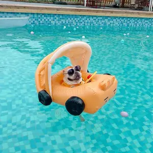 PVC Inflatable Pool Float with Shade for Small Dogs, Shaded Pool Float with Canopy, Sun Protection Pet Swimming Ring, Outdoor Floating Lounge, 2026Upgrade