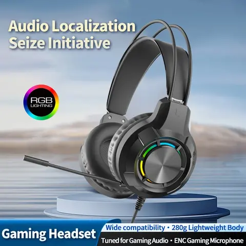 Syg45 Classic Wired Electronic Headset for Laptops, 3.5mm Headphone Jack + USB Audio Gaming Earphones, Headphones, Adjustable Comfort Fit, Suitable for Adults and Kids, USB Gamer Headset, Head Phones With Wire