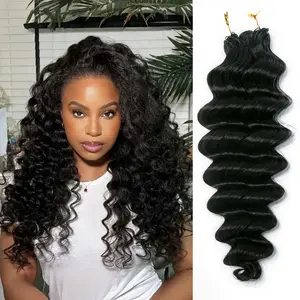Feather Crochet Hair Extensions Loose Deep Wave Pre Looped Crochet Human Hair Curly For Black Women Pre Separated Knotless Crochet Hair