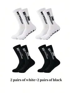Men's Anti-Slip Sports Socks with Grip Pad, Running Breathable Silicone Sole, Suitable for Football Basketball Soccer, All Seasons, Athletic Socks