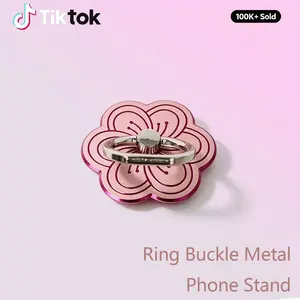 Kawaii Cherry Blossom Phone Holder, Gradient & 360° Rotation, Adorable Floral Phone Ring Buckle, Slim & Universal Stand Design, 1pc