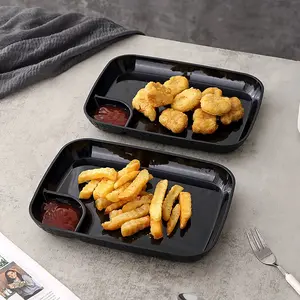 Reusable Plastic Serving Plates with Dipping Sauce Dish, Durable and Scratch-Resistant, Safe for Microwave and Dishwasher, Perfect for Parties, Elegant Plastic Plates