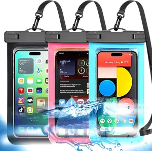 “3-Pack Waterproof Phone Pouch – Universal IP68 Dry Bag Case Fits Phones Up to 8.3″ – Multicolor Black/Blue/Pink – Large Protective Phone Holder for Swimming, Beach, Hiking & Outdoor Sports