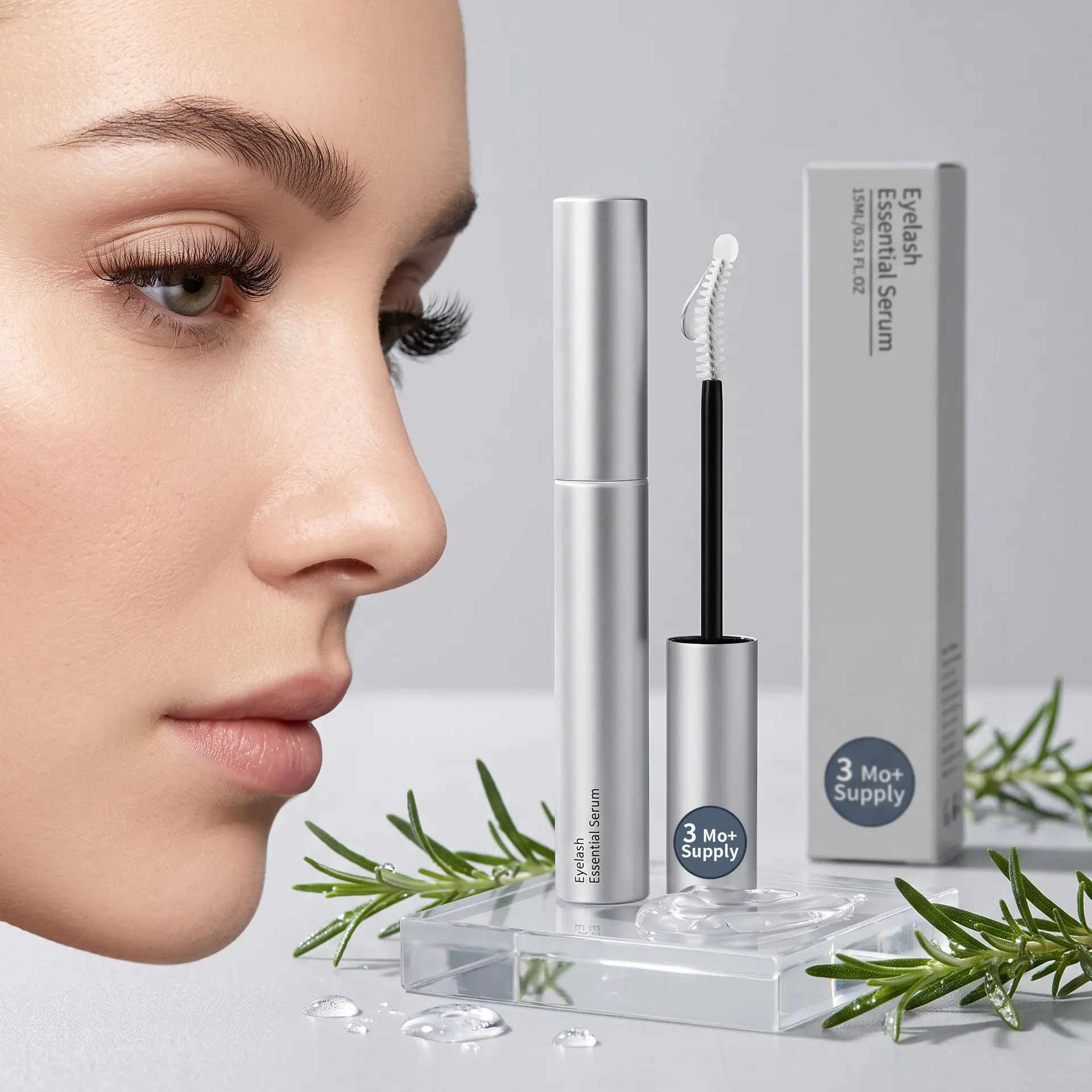 Eyelash Essential Serum - Strengthens Lashes, Reduces Shedding & Nourishes, Natural Plant Extracts, Gentle Formula, 15ml 3 Month Supply, Easy Apply Lash Conditioner
