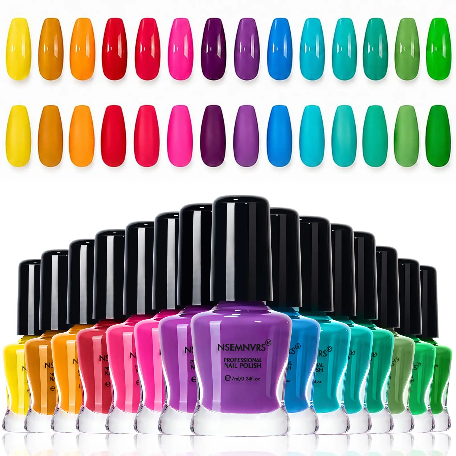 Bright Nail Polish Set:15 Color Quick Dry Long Lasting Gift Set | 0.27oz Rainbow Toenail Polish Pack Regular Set Fingernail Lacquer Kit Bulk for Women