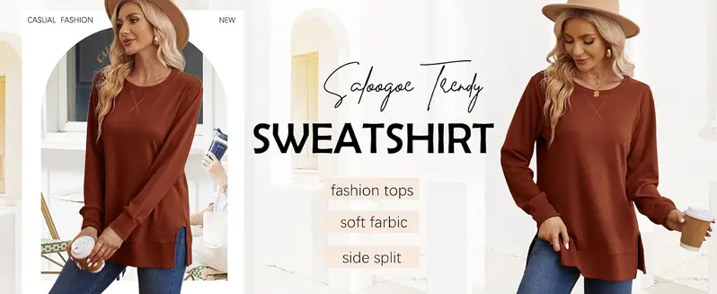 OFEEFAN Women’s Long Sleeve Sweatshirt Crewneck Pullover Tops Soft Stretchy Lightweight Side Split Hem Casual Loose Fit Tunic Shirts for Fall Outfits OFEEFAN Women’s Long Sleeve Sweatshirt Crewneck Pullover Tops Soft Stretchy Lightweight Side Split Hem Casual Loose Fit Tunic Shirts for Fall Outfits