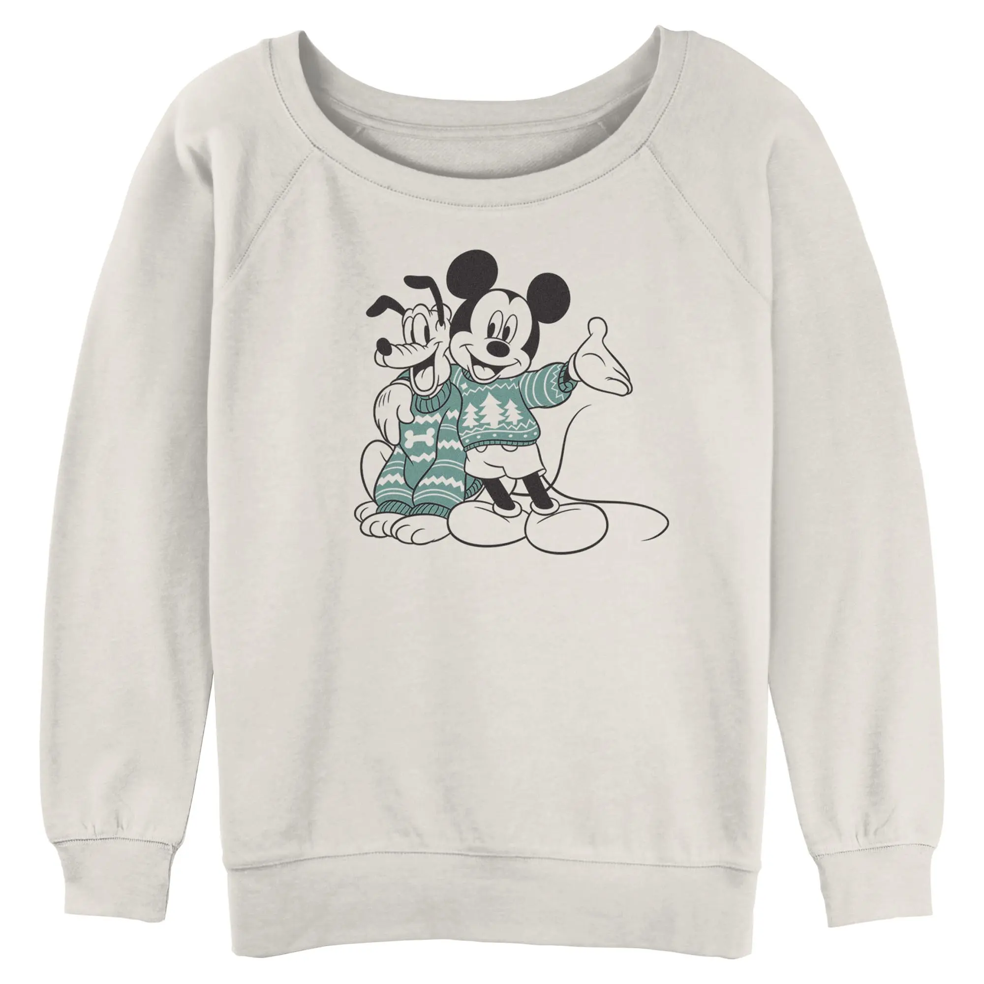 Juniors Womens Mickey & Friends Adorable Sweater Pals Sweatshirt
