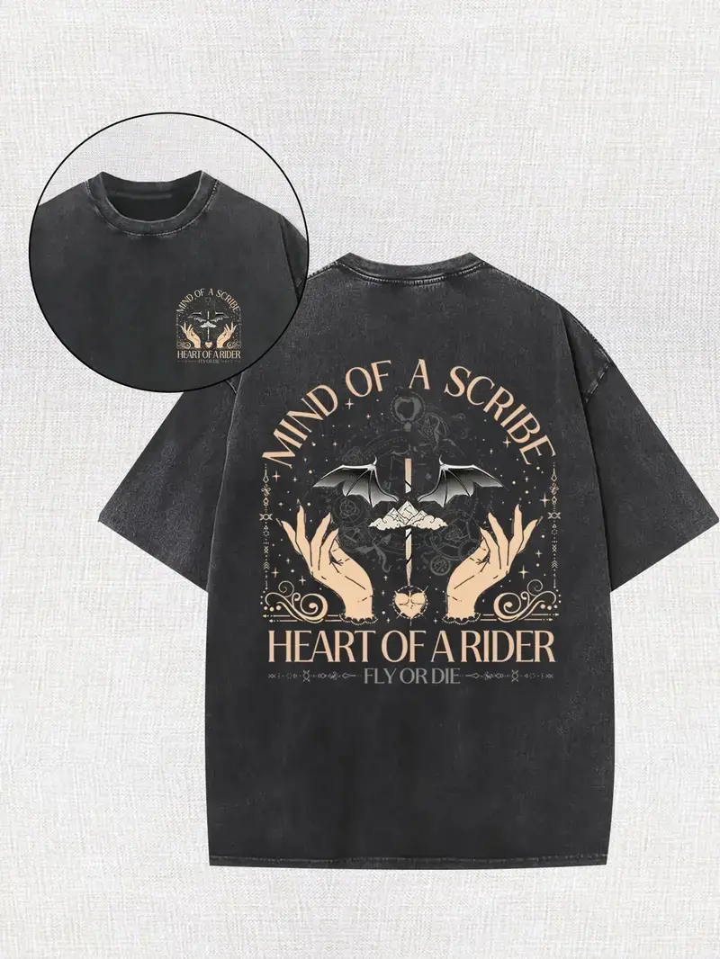 Eagle Spirit, Fourth Wing T-shirt | Dragon Knight T-shirt | Basgart War Academy, High-quality double-sided printed T-shirt, vintage wash. Menswear Top Man Tshirt Streetwear Crewneck