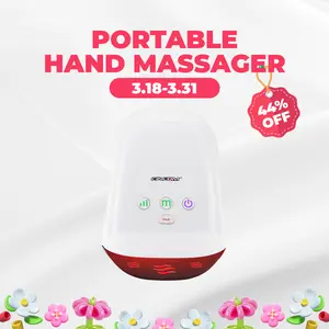 CINCOM Portable Hand Massager (WHITE), Cordless, with Comfort Heat and Gentle Massage, Adjustable Settings, Auto-Off Feature, Rechargeable, Perfect for Daily Relaxation, Ideal Gift