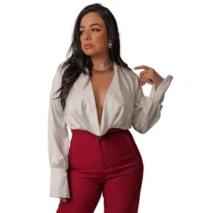 Pearl White Shirt - Satin Bodysuit