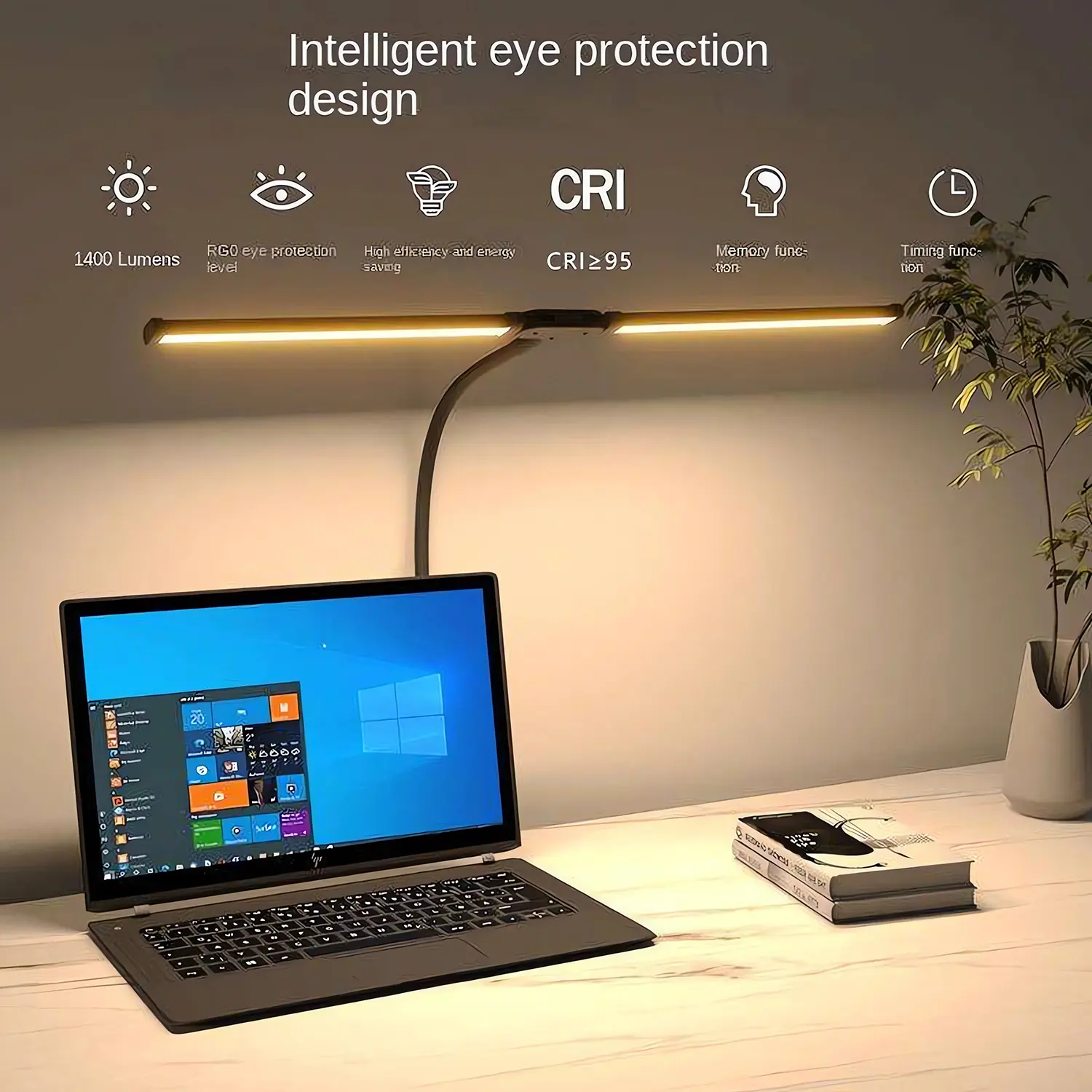Clamp-On LED Desk Lamp - Dimmable Eye-Caring Indoor Lighting with Anti-Glare Cover, Flexible Gooseneck for Office, Home Study