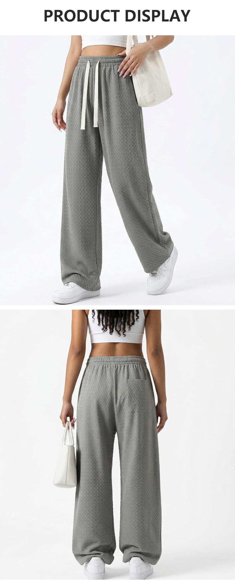 Womens Waffle Knit Wide Leg Sweatpants, High Waist Drawstring Baggy Pants, Casual Loose Flowy Trousers for Lounge, Yoga, Shopping, All Season