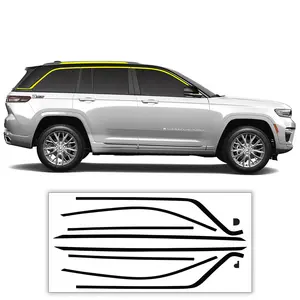 Window Vinyl Chrome Delete Trim Blackout Decal Stickers Overlay Film Fits Jeep Grand Cherokee L 2021-2023