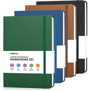 4 Pack Lined Journal Notebooks for Work, 100gsm Thick Paper, 5.7"x 8.3", College Ruled A5 Notebook Bulk, Leather Journal for Writing, Hardcover Notebooks for School, Office, Journal for Men