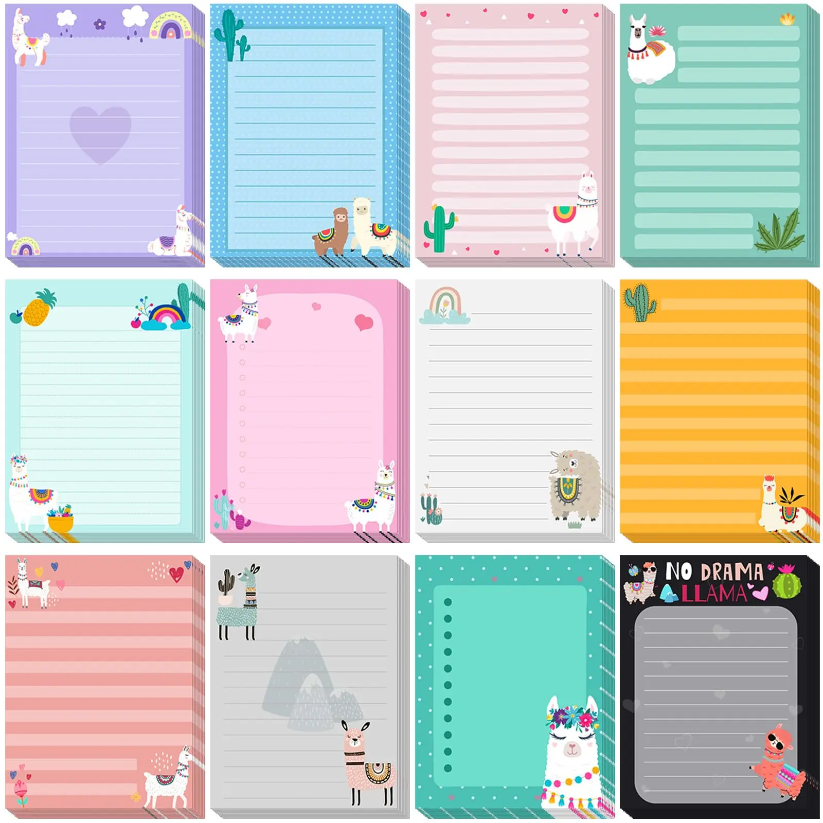 12 Pcs, Pastel, Llama