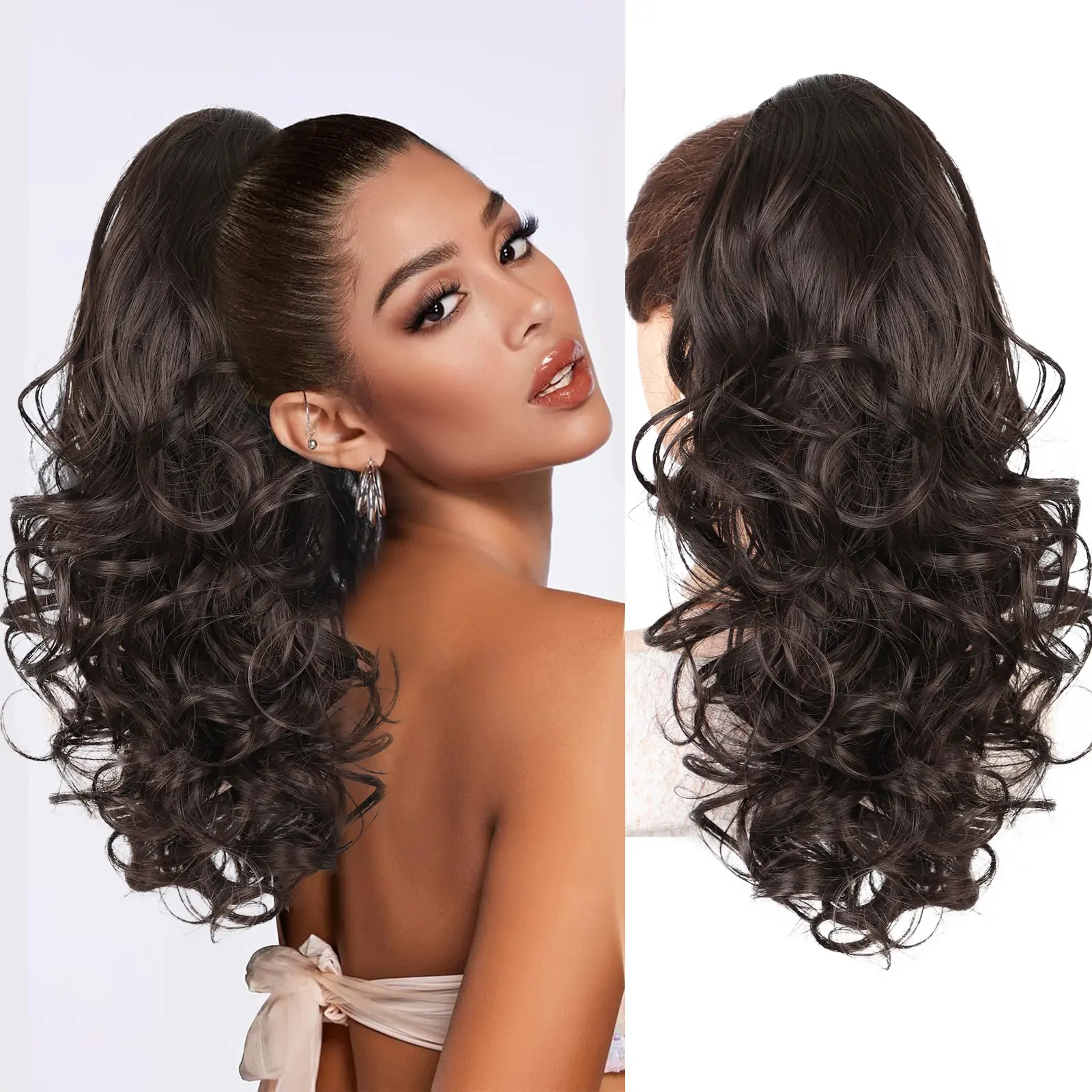 20 Inch Long Wavy Ponytail Extension, Synthetic Claw Clip Hairpiece for Women, Fluffy Natural-Looking Style for Daily Use, Ponytail Hairstyles, Hair Extension, Claw Clip Design, Synthetic Hair Extensions, Wavy Synthetic Hairpieces