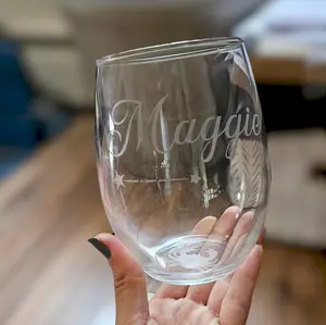 Drinkware - Personalized Zodiac Stemless Wine Glass with Peekaboo Symbol dishwasher safe cups friend gift