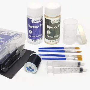 Fishing Rod Repair Kit Complete Supplies with Two-Part Epoxy Resin, 500D Wrapping Thread, Clipper, and Masking Tape Fishing Pole Repair Kit