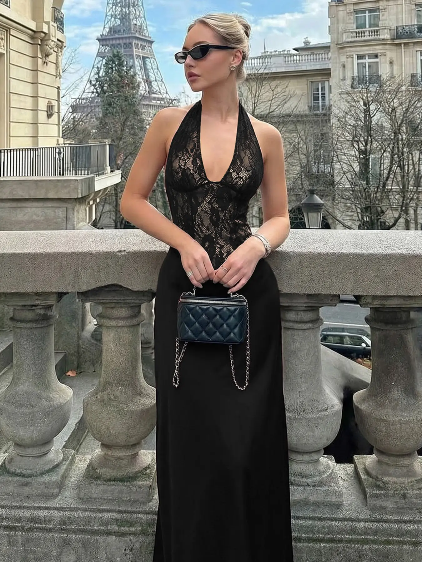 v neck halter dress casual Womens Deep V Neck Dress Halter Bow Tie Backless Flowy Mini Dress Casual  Summer Party Vacation Trendy Dresses Black at Amazon Women's Clothing store