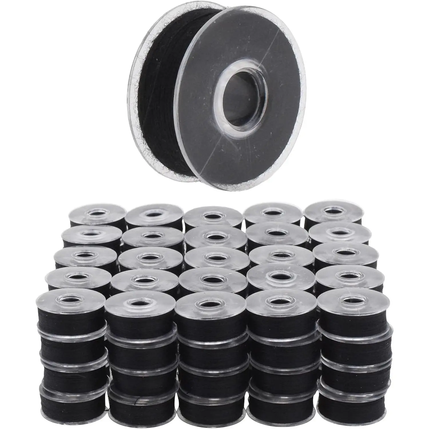 144 Black Size L Prewound Bobbins for Singer Sewing Machine -Size L Prefilled Bobbin Thread for Brother Sewing Machine and Embroidery