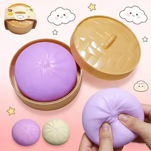 Giant Dumpling Squishy, Large Dumpling Squishy, Mystery Jumbo DumplingSquishy, Cute Anxiety Relief Fidget Toy, Soft Squeeze Decompression Dough for Adults(Purple)