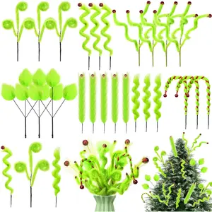 24 count Lime Green Furry Christmas Tree Picks 17 Inch Christmas Tree Topper Decorations Curly Berry Furry  Ornaments for Xmas Wreath DIY Crafts Vase Filler