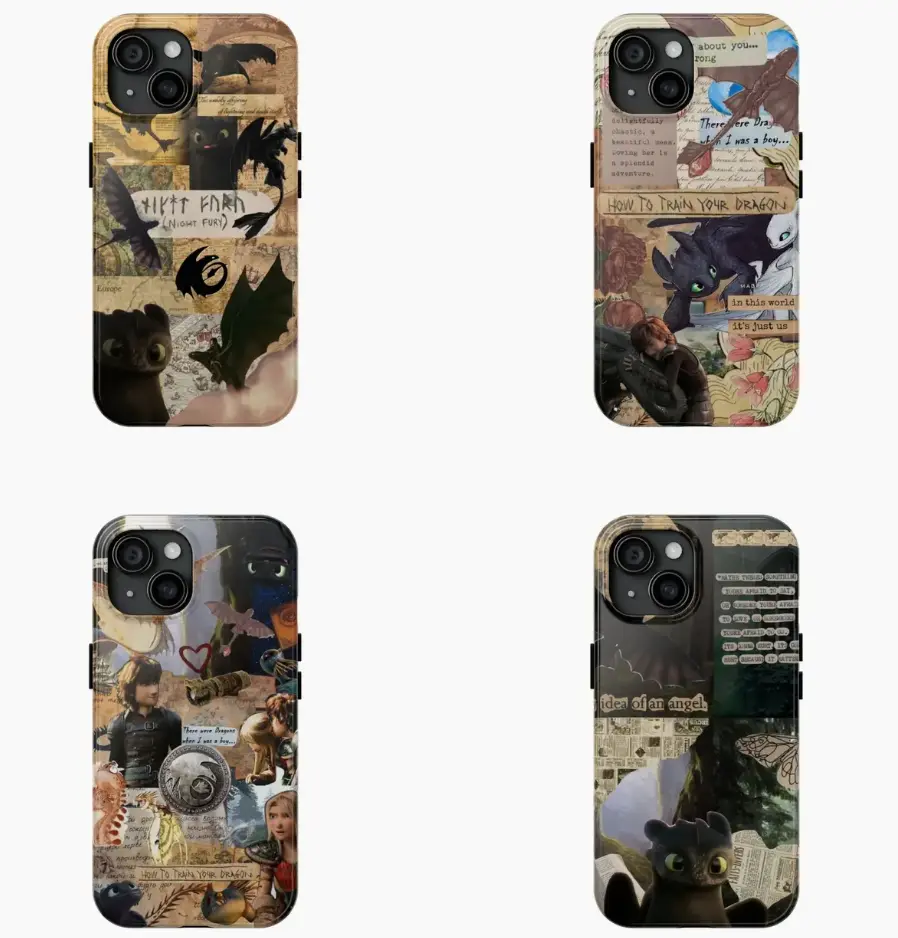 Vintage How to Train Your Dragon 2 movie Character Collage Phone Case, For How to Train Your Dragon Fans, Case Cover For iPhone 16 15 141312 11 X and samsung galaxy, Gifts For Fans Men Women