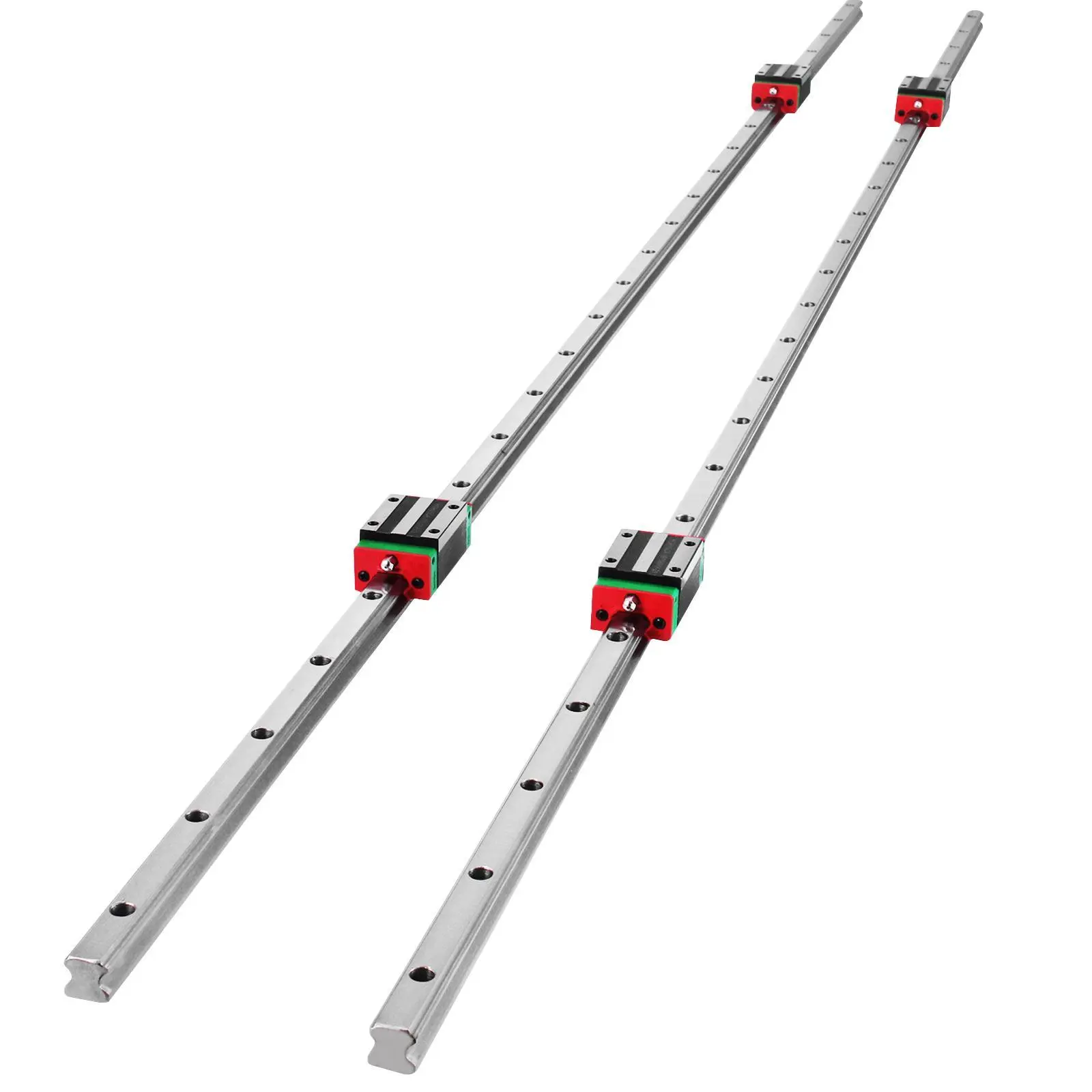 VEVOR High-Precision Linear Rail Set - 2x1500mm Linear Guideways, 4 Square Carriage Bearing Blocks, 15mm Slotted Bearing Supports, Compatible with CNC Machines, CNC Routers, Printing Equipment, Industrial Machinery, Factory Automation (Father's Day Gift)