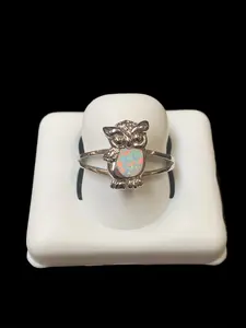 Ali Jewelers Silver Owl-Shape Ring - Cubic Zirconia Animal Motif Fashion Costume Jewelry Accessory