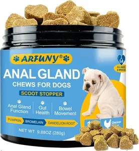 ARFUNY 9-in-1 Dog Multivitamin Soft Chews - 120 Count Natural Chicken Flavor Formula with Probiotics, Pumpkin Seed, Dandelion Root for Gut, Immune Support & Scooting Relief