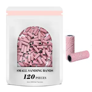 120 count  Drill Bits Small Sanding Bands for 3.1mm Mandrel Bit, 180 Fine Grit  File for  Nails Gel Manicures and Pedicure,  (Only Sanding Bands)