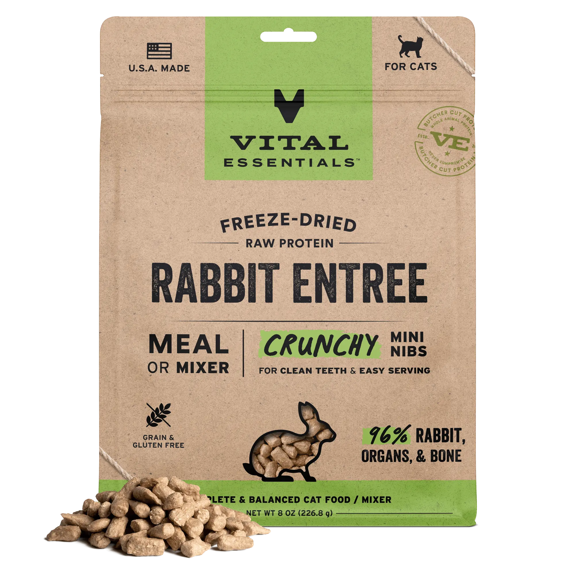 Freeze-Dried Raw Rabbit Entree Cat Food Mini Nibs