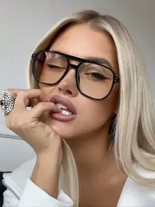 Women's Acrylic Lightweight Glasses Pilot Square Frame Fashion Non-Prescription Eyewear for Daily Reading and Casual Wear Decoration Stylish Square Frames Lightweight Eyeglasses