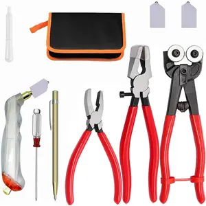 Cutting Tool Set,Wheeled Tile Nippers Pliers Running Pliers with Curved Jaws, Cutters Kits for Stained, Tiles, Mirror﻿Cutting,Wrap