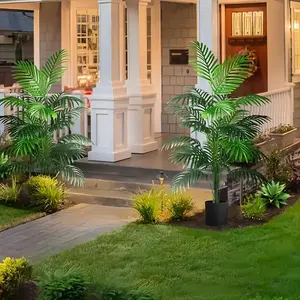 Two UV-Resistant Artificial Coconut Trees, 48 Large Leaves, 120cm Tall, Realistic Decorative Tropical Plants, Low Maintenance, No Pot Included