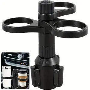 Multi functional 3-in-1 car cup holder extender, 3-layer car cup holder recessed extender adapter, with adjustable base, 360 degree rotating beverage and coffee cup holder, compatible with small/medium cups