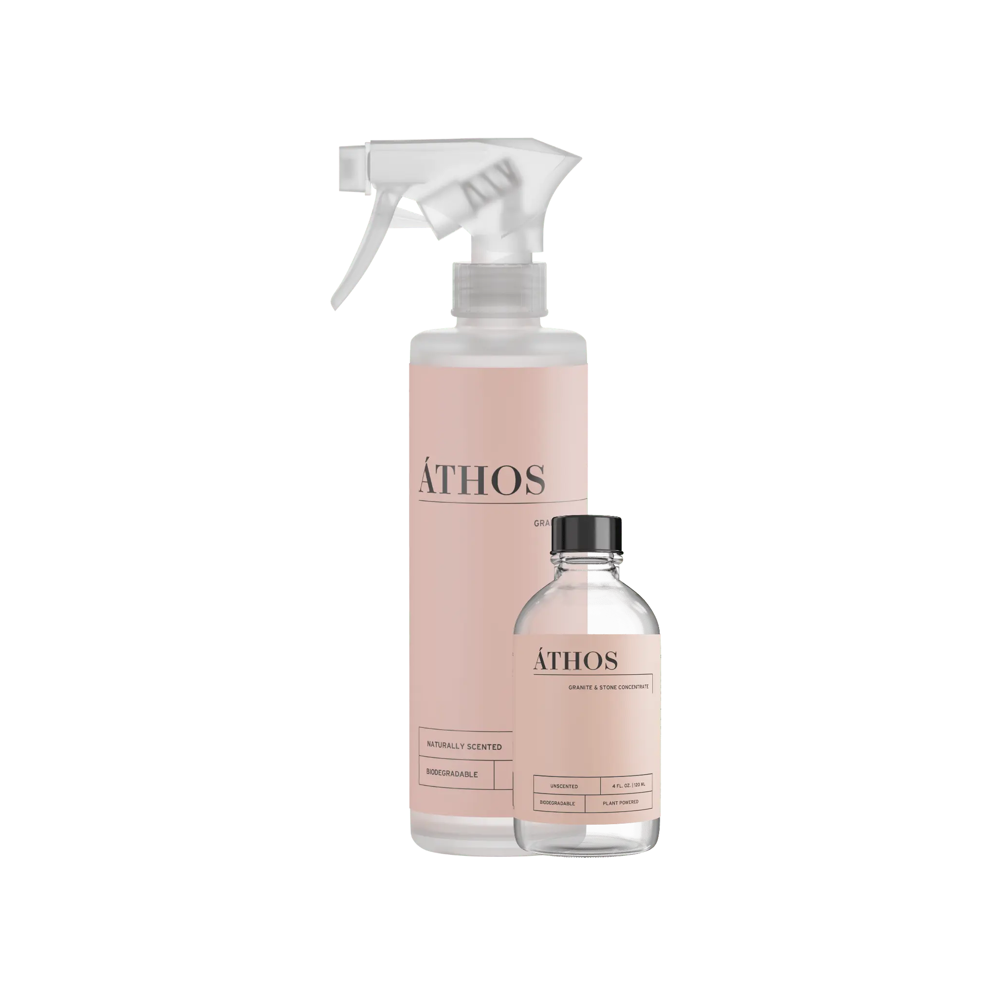 ÁTHOS Stone Shine & Polish Concentrate + Reusable Bottle | Makes 4 ×16 oz Bottles | Plant-Based, pH‑Neutral Finish for Natural Stone Surfaces
