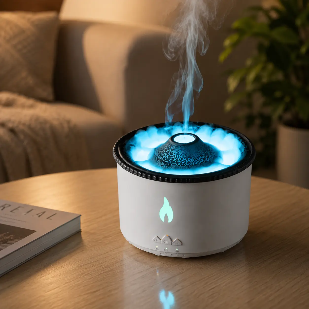 Volcano Glow Aroma Diffuser – Ultrasonic Mist Humidifier with Ambient Flame Lighting