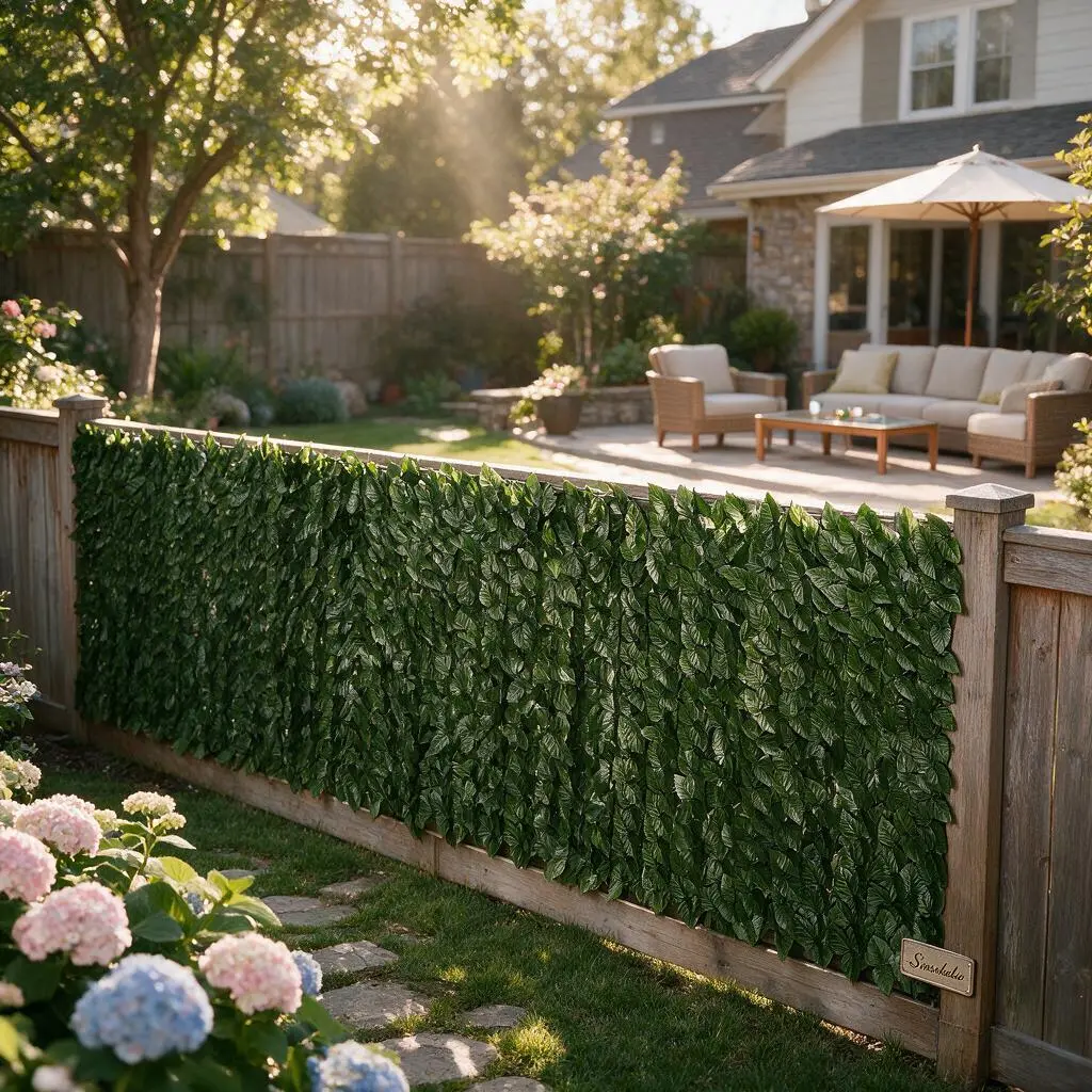 SINSOLEDAD 2-Pcs UV-Resistant Artificial Ivy Leaves Privacy Screen (20x118in/50x300cm) with 100 Zip Cables, Faux Greenery Backdrop for Patio Balcony, Home Decor Green Wall
