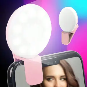 Portable Mini Q Clip-On LED Light, Selfie Ring Light, Three Adjustable Brightness Levels, Rechargeable, Universal for Phone, Computer, Camera