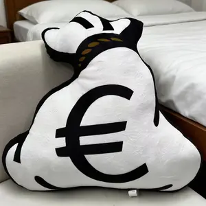 Euro Symbol Cushion Pillow, Money Decorative Pillow, Euro Bag Pillow, Contemporary Style Decoration Pillows