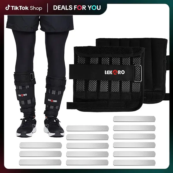 LEKARO Removable Adjustable Wrist & Ankle Weights (1 Pair) - Moisture-Resistant, Durable, for Men & Women, Fitness Strength Training, Outdoor Walking
