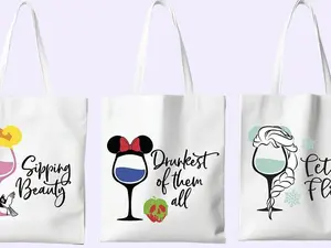 Drinking Princess Tote Bags, Funny Princess Tote Bags, Wine Lovers Tote Bags - 22 Styles