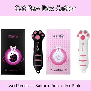 Cute Cat Paw Box Cutter Retractable Utility Knife Kawaii Style For Women Girls Multi Function Portable Paper Cutter Home Office Supplies