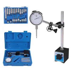 Professional 0-1" Magnetic Dial Indicator with Fine-Adjustable Long Arm, 0.001" Precision, Magnetic Base Holder