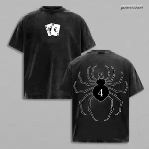 Retro Vintage Hisoka Phantom HxH Hunter x Hunter Anime Double Printed Washed T-Shirt Unisex Mineral Anime Manga Washed Heavy Cotton T-shirt