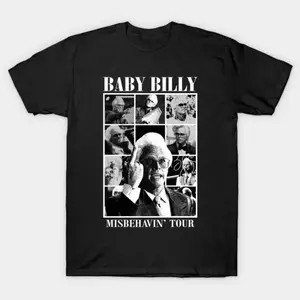 Black & White Baby Billy Misbehavin’ Tour Graphic T-Shirt, Retro 90s Funny TV Character Shirt, Righteous Gemstones Parody Tee, Unisex Vintage Style Top